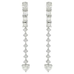 Pendientes colgantes de oro blanco de 18 quilates con diamantes de 3,95 ct