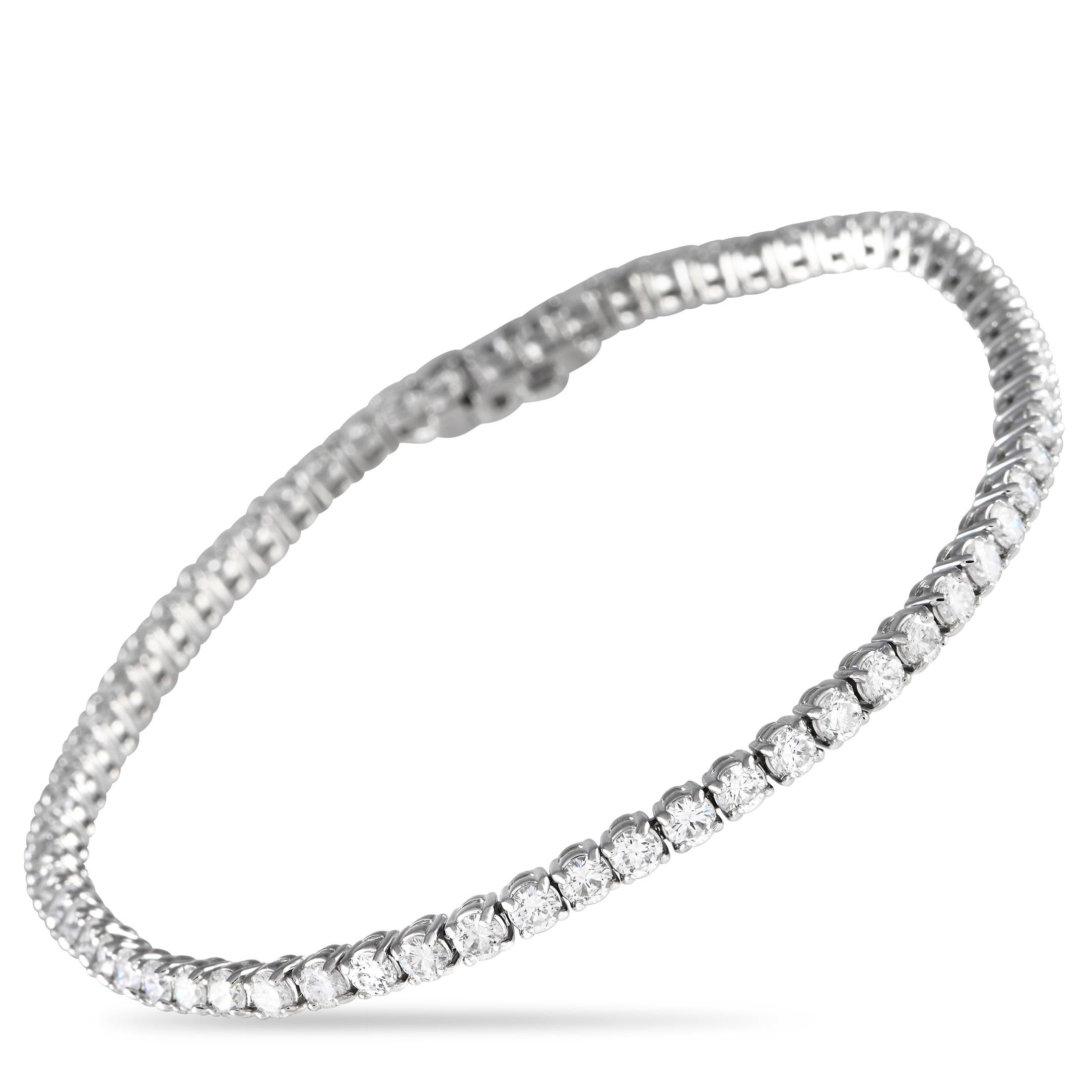 Pulsera de tenis de diamantes de 3,97 ct en oro blanco de 18 quilates en Nuevo Estado en Southampton, PA