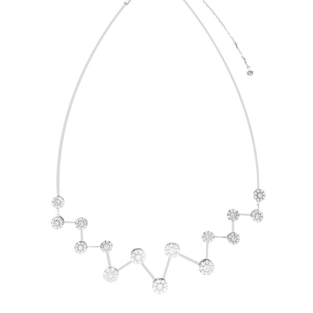18 Karat Gold and 3.98 Carat White Diamonds Clique Amplitude Necklace by Alessa For Sale