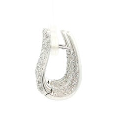 18k White Gold 3ctw Pave Diamonds In Out Hoop Huggie Drop Earrings