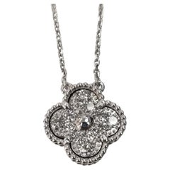 Ciondolo con diamante "Quadrifoglio" in oro bianco 18k
