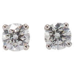 18K White Gold 4-Prong Push Back Diamond Stud Earrings