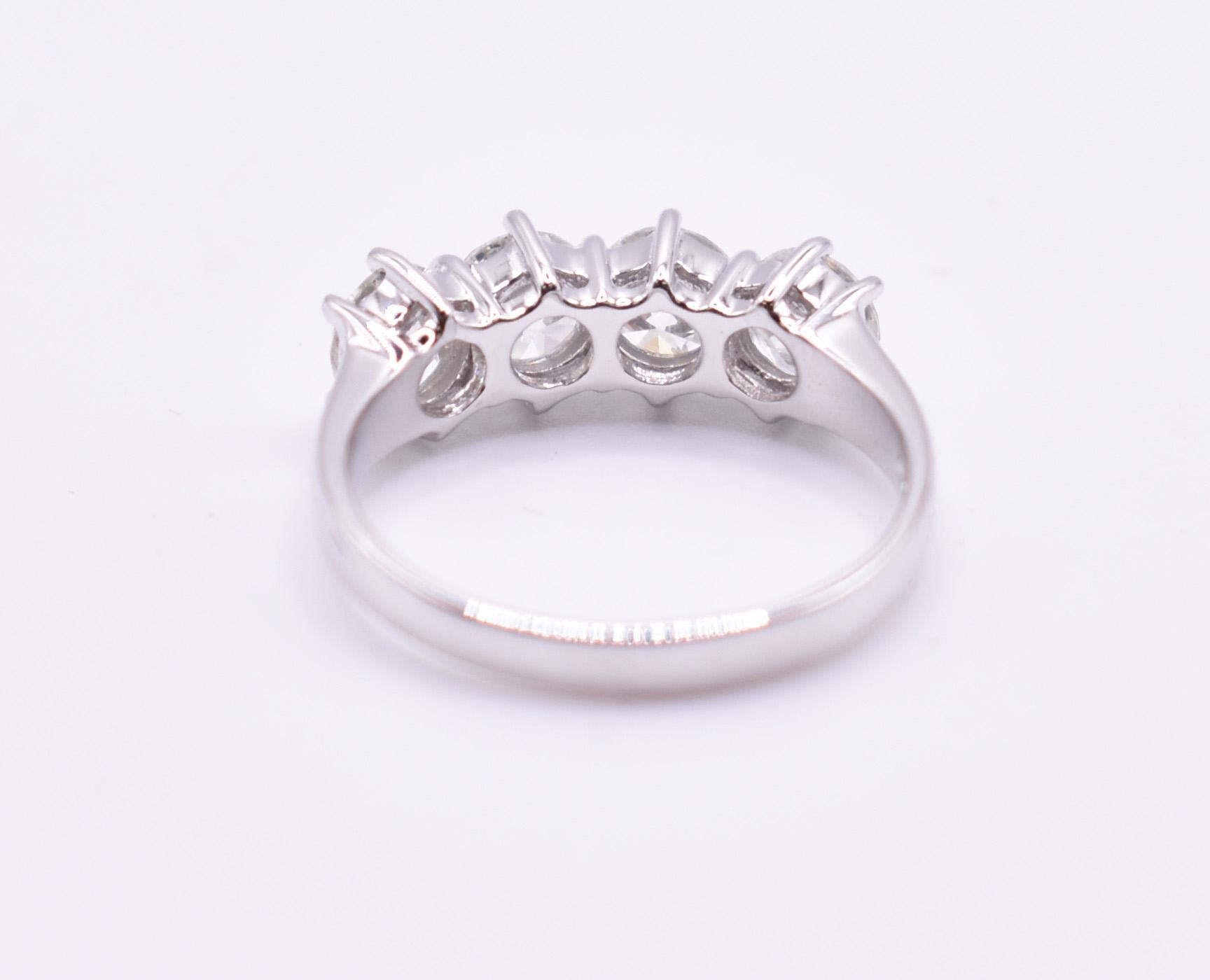Women's 18k White Gold 4 Stone 1.92ct Diamond Ring For Sale