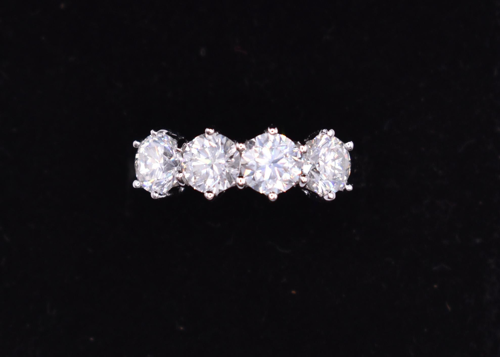 18k White Gold 4 Stone 1.92ct Diamond Ring For Sale 2