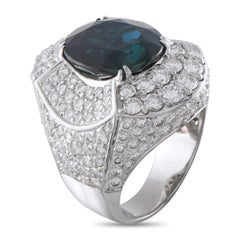 Bague de cocktail en or blanc 18 carats, sertie de diamants et de saphirs (4,0 carats) MF24-070926