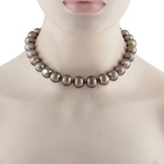 18K White Gold 4.0ct Diamond and Tahitian Pearl Necklace MF47-022026