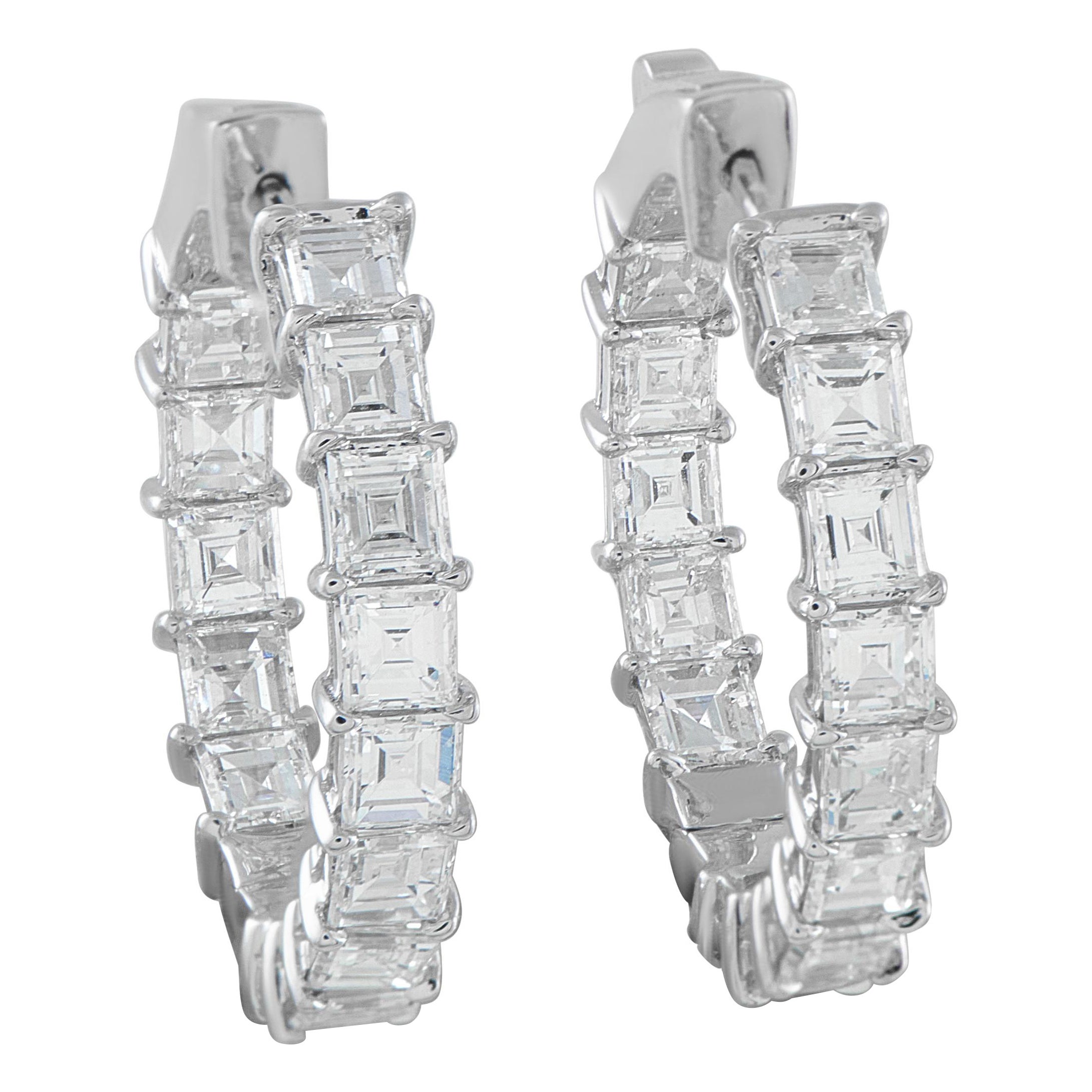 Pendientes de aro de oro blanco de 18 quilates con diamantes de 4,0 ct AER-16446-10