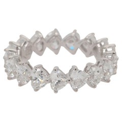 18k White Gold 4.12ctw Heart Shaped Natural Diamond Eternity Band Ring