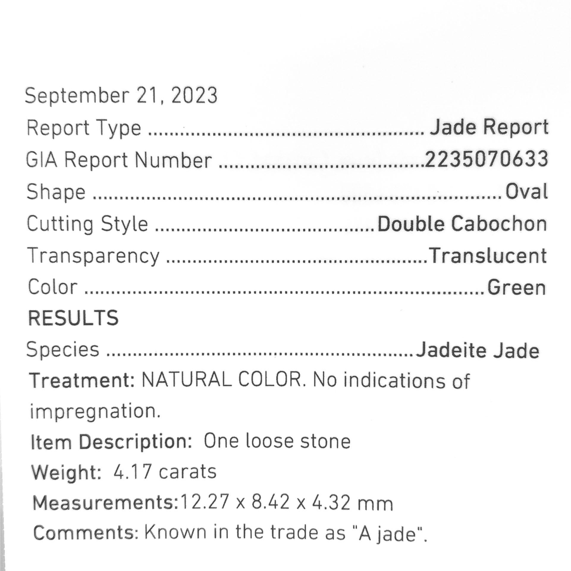 18K White Gold 4.17 carat A Jadeite Jade and Diamond Ring with GIA Report For Sale 4