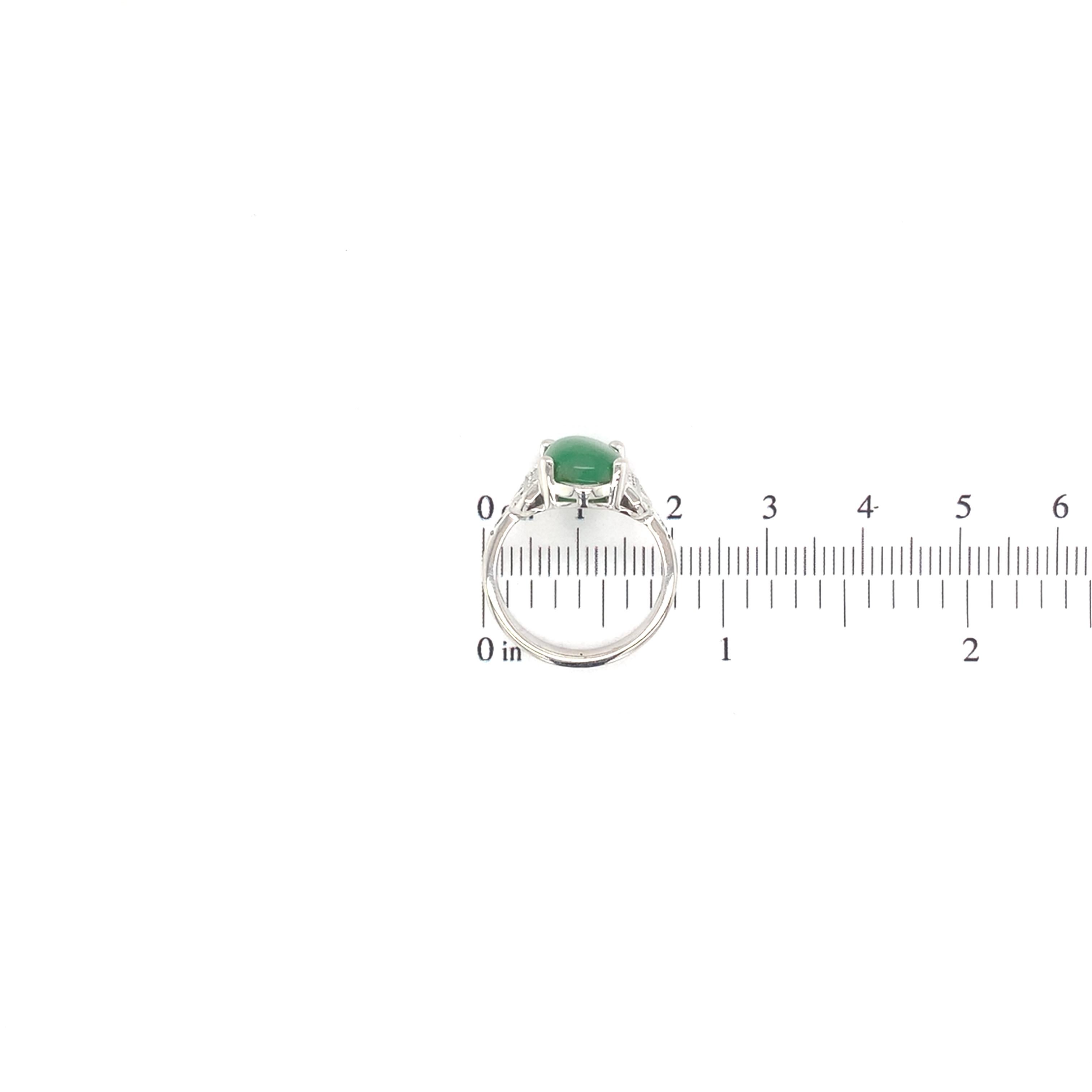18K White Gold 4.17 carat A Jadeite Jade and Diamond Ring with GIA Report For Sale 3