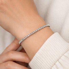 4.18 Ct Natural Vivid SI/H Diamond Tennis Bracelet  18K White Gold Fine jewelry