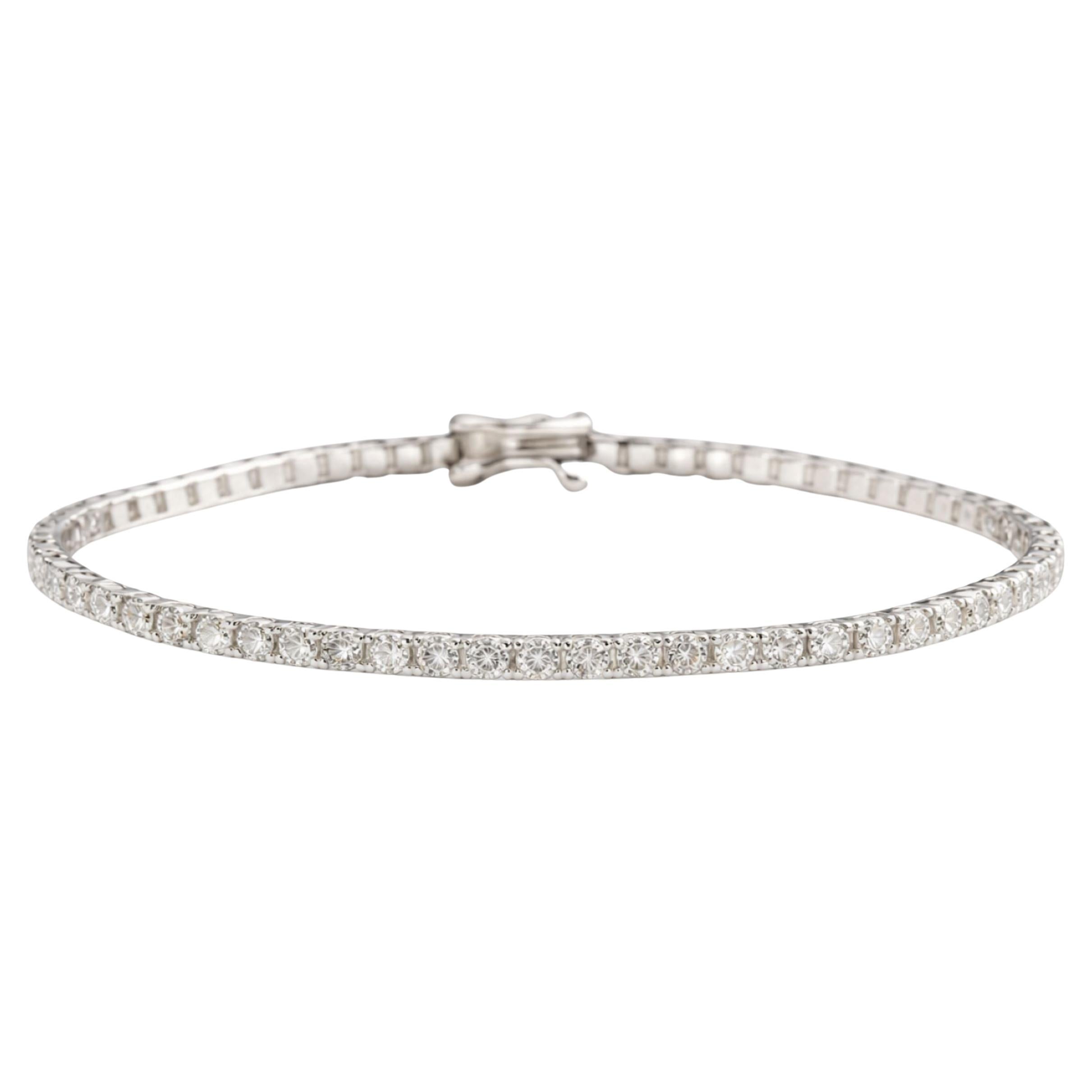 Bracciale da tennis in oro bianco 18K con diamanti naturali Vivid SI/H da 4,18 carati
