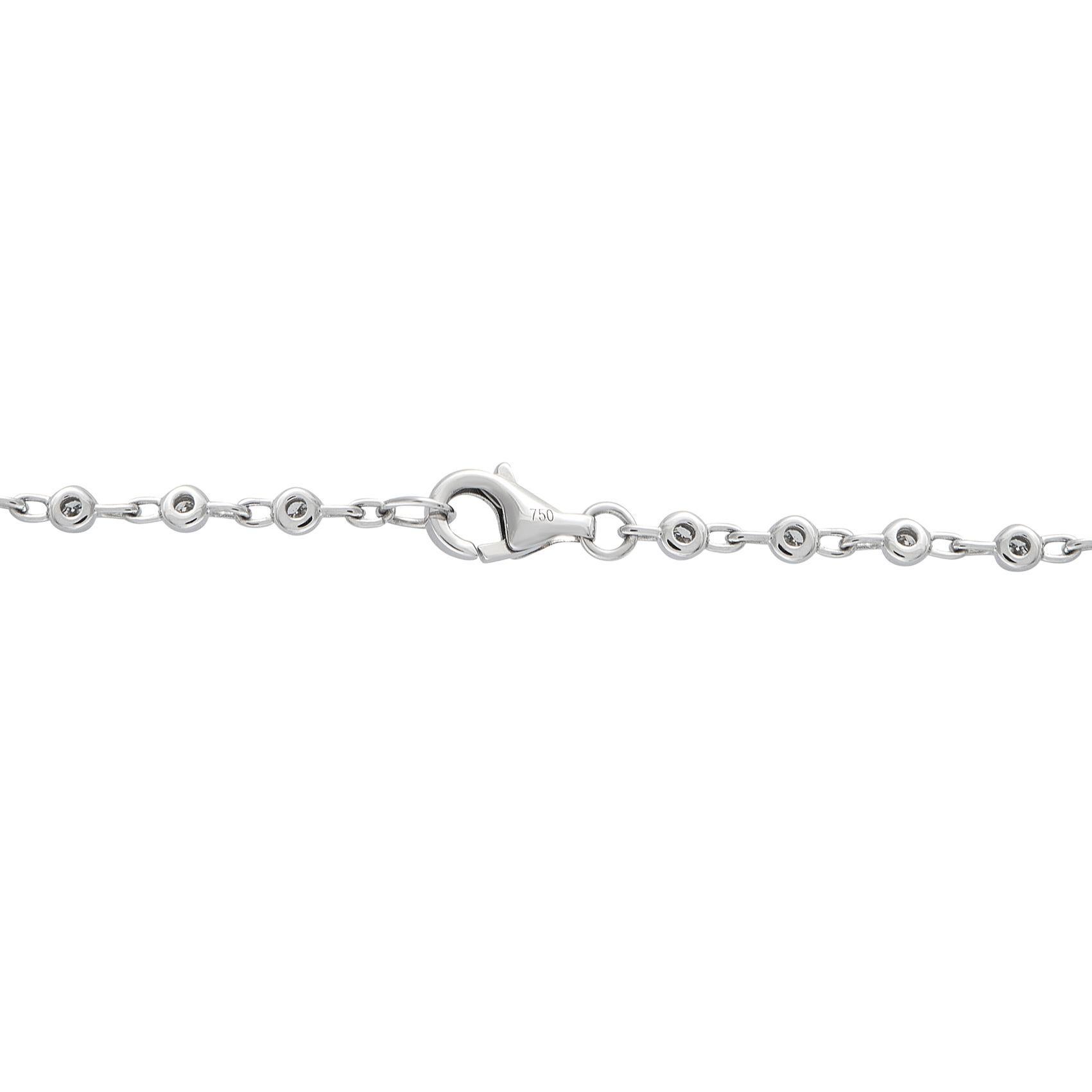 Taglio rotondo Collana A Link in oro bianco 18 carati con diamanti rotondi e a scacchiera da 4,20 carati ANK-20564 in vendita