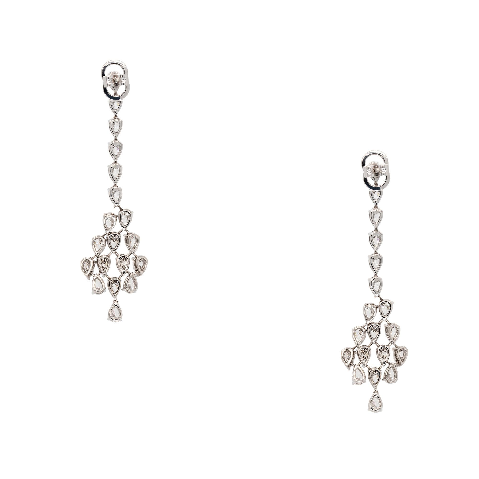18k White Gold 4.24ct Pear Diamond Dangle Earrings In New Condition For Sale In Boca Raton, FL