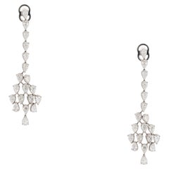 18k White Gold 4.24ct Pear Diamond Dangle Earrings
