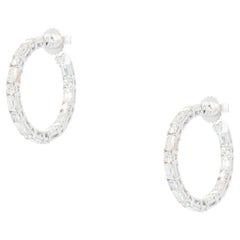 18k White Gold 4.31ctw Round Baguette Diamond Inside Out Hoops