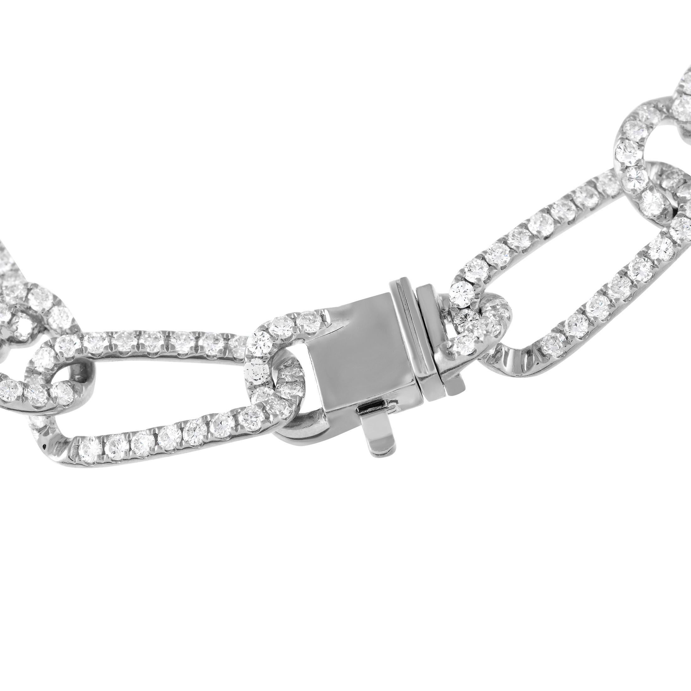Round Cut 18K White Gold 4.35ct Diamond Bracelet For Sale