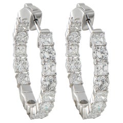 Pendientes de aro de oro blanco de 18 quilates con diamantes de 4,40 ct AER-20293-2