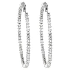 18K White Gold 4.40ct Diamond Inside-Out Hoop Earrings