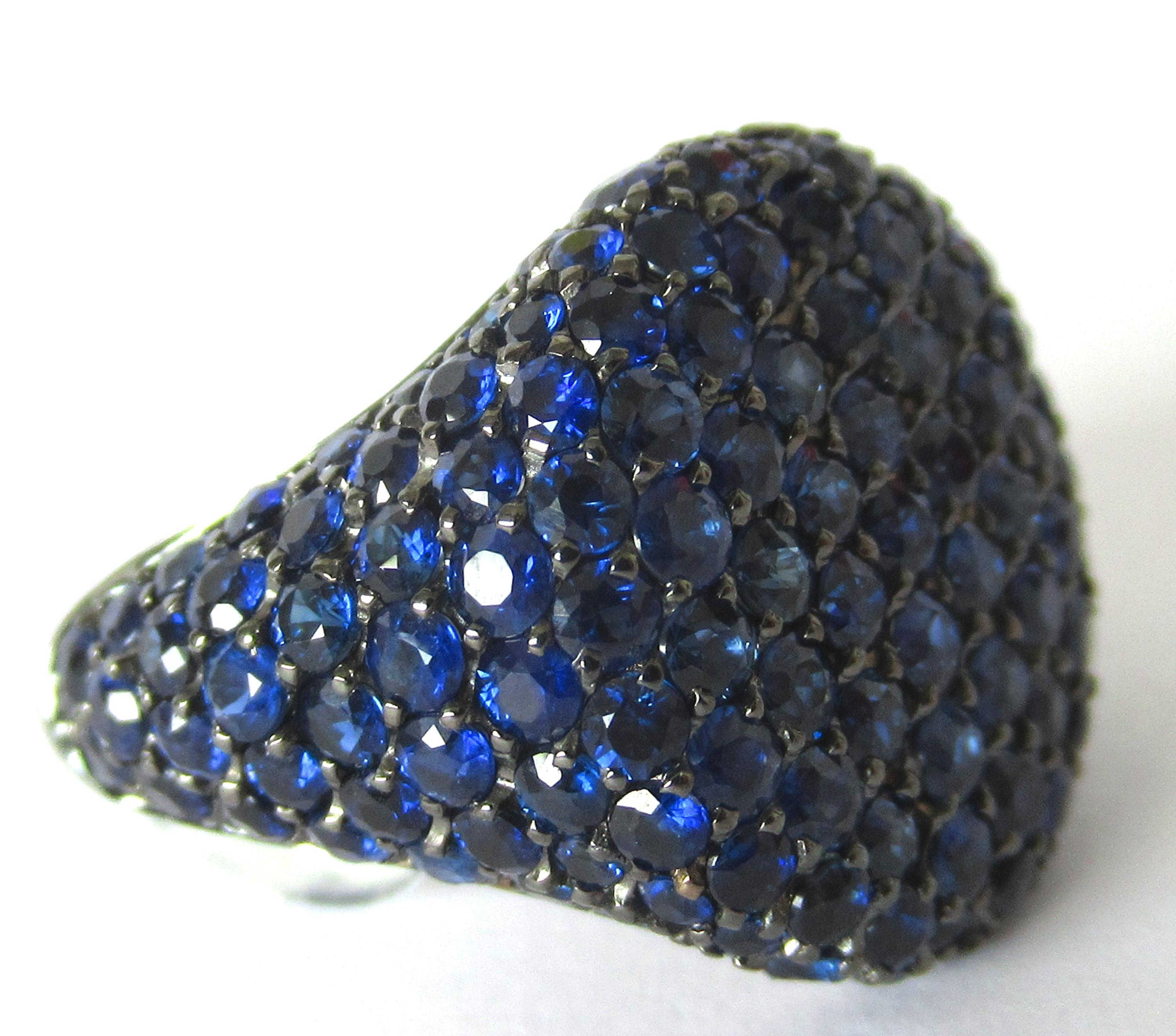 blue sapphire pave ring