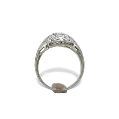 18K White Gold .44ct tw Diamond Filigree Ring size 3.75