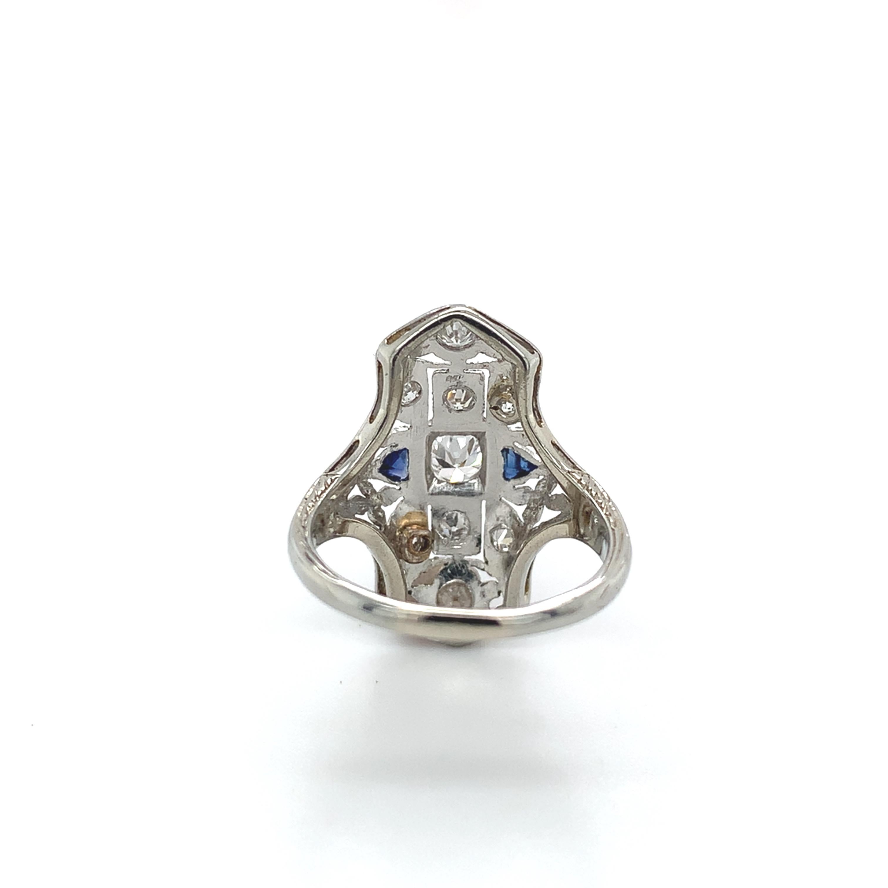 Donna 18K White Gold .44ct tw Diamond Filigree Ring size 3.75 in vendita
