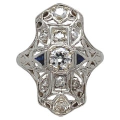 18K White Gold .44ct tw Diamond Filigree Ring size 3.75