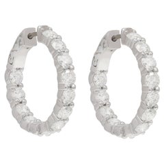 Diana M. 18K White Gold 4.50 Carat Diamond Hoop Earrings