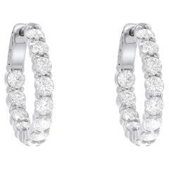 Diana M. 18K White Gold 4.50 Carat Diamond Hoop Earrings