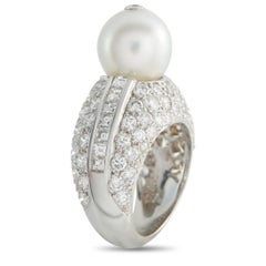 18K White Gold 4.50ct Diamond and Pearl Ring MF08-031726