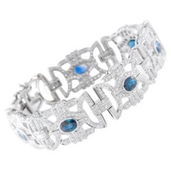 Pulsera de oro blanco de 18 quilates con 4,50 ct de diamantes y zafiros MF03-022626