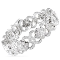 Oro blanco de 18 quilates Pulsera de eslabones Flor de diamantes de 4,50 ct MF03-070825