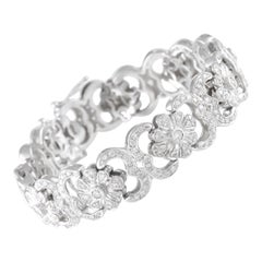 Bracelet à maillons en or blanc 18K avec fleur et diamant de 4,50 ct MF03-070825