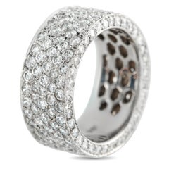 18K White Gold 4.50ct Diamond Pave Wide Band Ring MF22-122325
