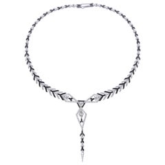 18K White Gold & 4.66 cts Black 5.56 cts White Diamonds Arrow Necklace by Alessa