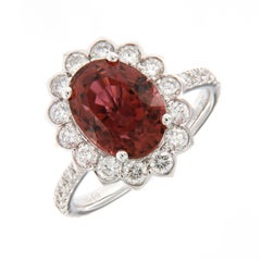 18K White Gold 4.72cts Tourmaline Diamond Ring