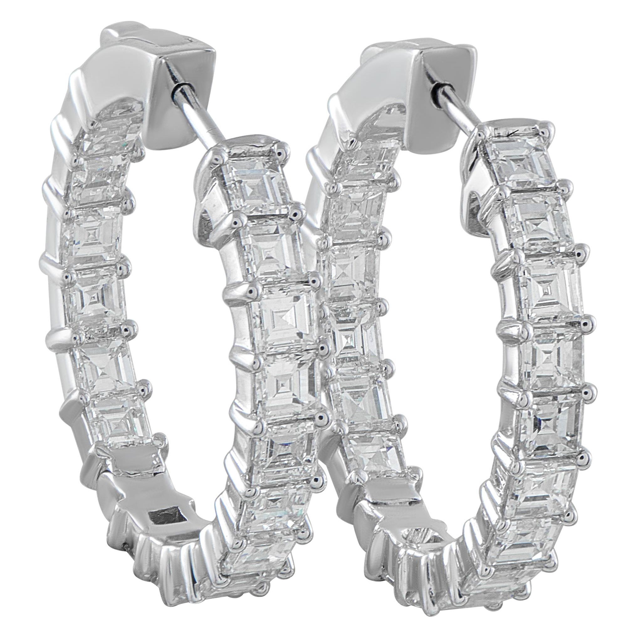 Pendientes de aro de oro blanco de 18 quilates con diamantes de 4,75 ct AER-16447-12