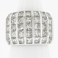 18K White Gold 4.75ctw Princess Channel Set Fiery Diamonds Wide Band Ring