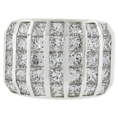 18K White Gold 4.75ctw Princess Channel Set Fiery Diamonds Wide Band Ring