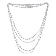 18k White Gold 48 Carat Round Cut Diamonds by the Yard Necklace