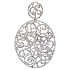 Colgante de filigrana abierta con pavé de diamantes H Si1 de 4,85 tcw en oro blanco de 18k