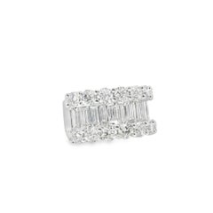 18k White Gold 4.90ctw Natural Round Brilliant Cut and Baguette Cut Half Eternit