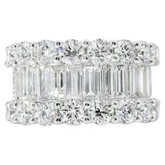 18k White Gold 4.90ctw Natural Round Brilliant Cut and Baguette Cut Half Eternit