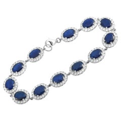 Pulsera de oro blanco de 18 quilates con 4,92 ct de diamantes y zafiros MF11-012326