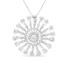 18K White Gold 5 1/4 Carat Diamond Sun Shaped Pendant Necklace