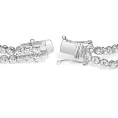 18K White Gold 5 3/5 Cttw Natural Diamond Double Row Link Tennis Bracelet