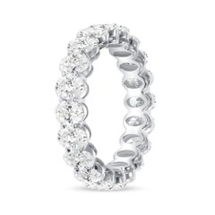 18k White Gold 5 Carat Oval Cut Natural Diamond Eternity Ring