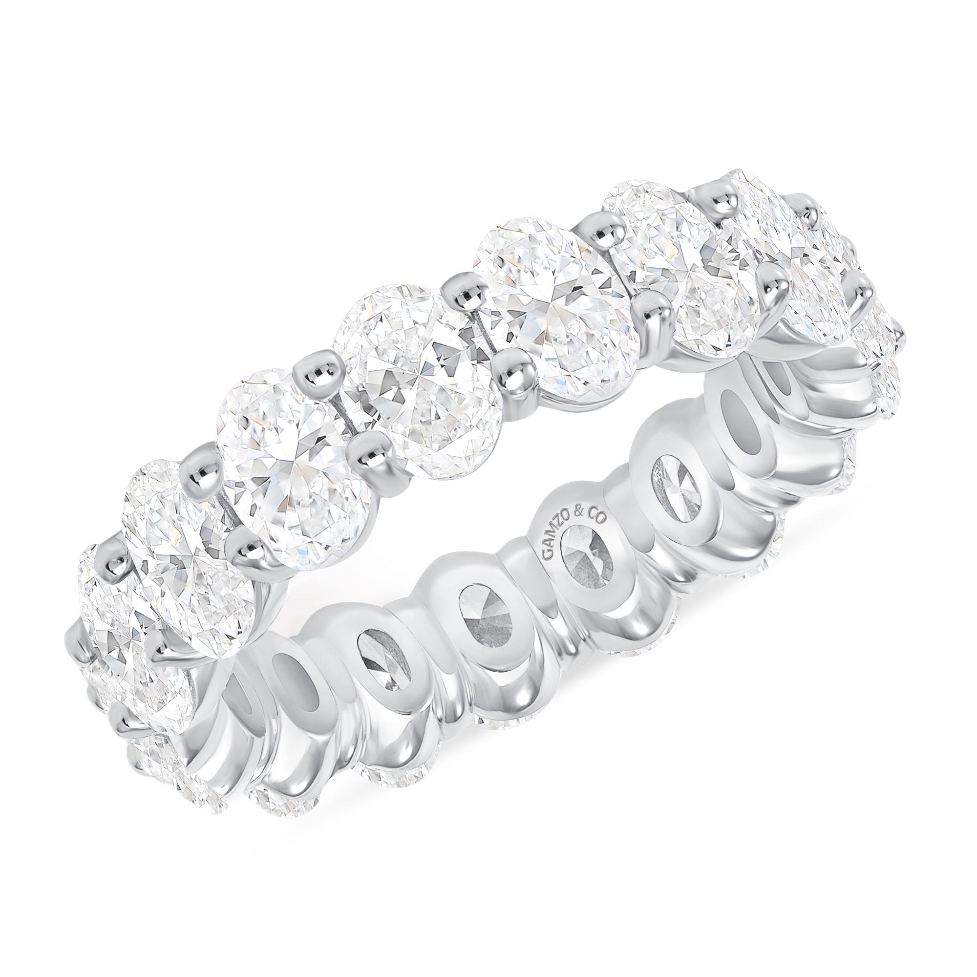 For Sale:  18k White Gold 5 Carat Oval Cut Natural Diamond Eternity Ring 3