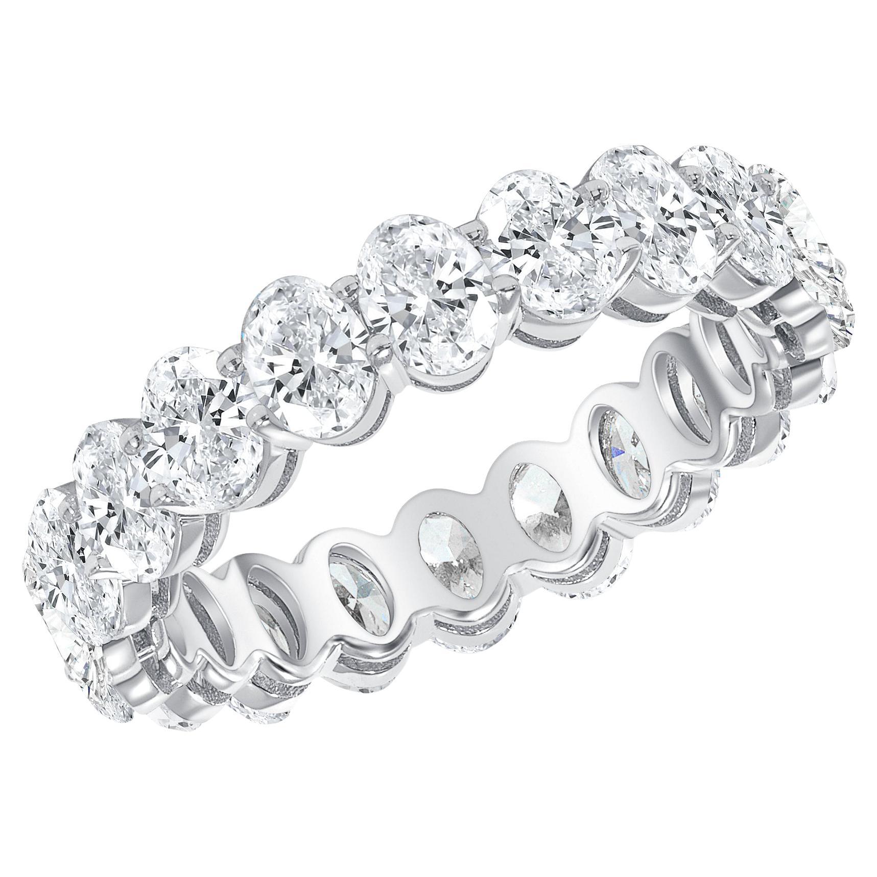 For Sale:  18k White Gold 5 Carat Oval Cut Natural Diamond Eternity Ring