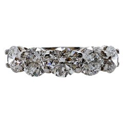 18k White Gold 5 Stones Diamond Band GIA Certified